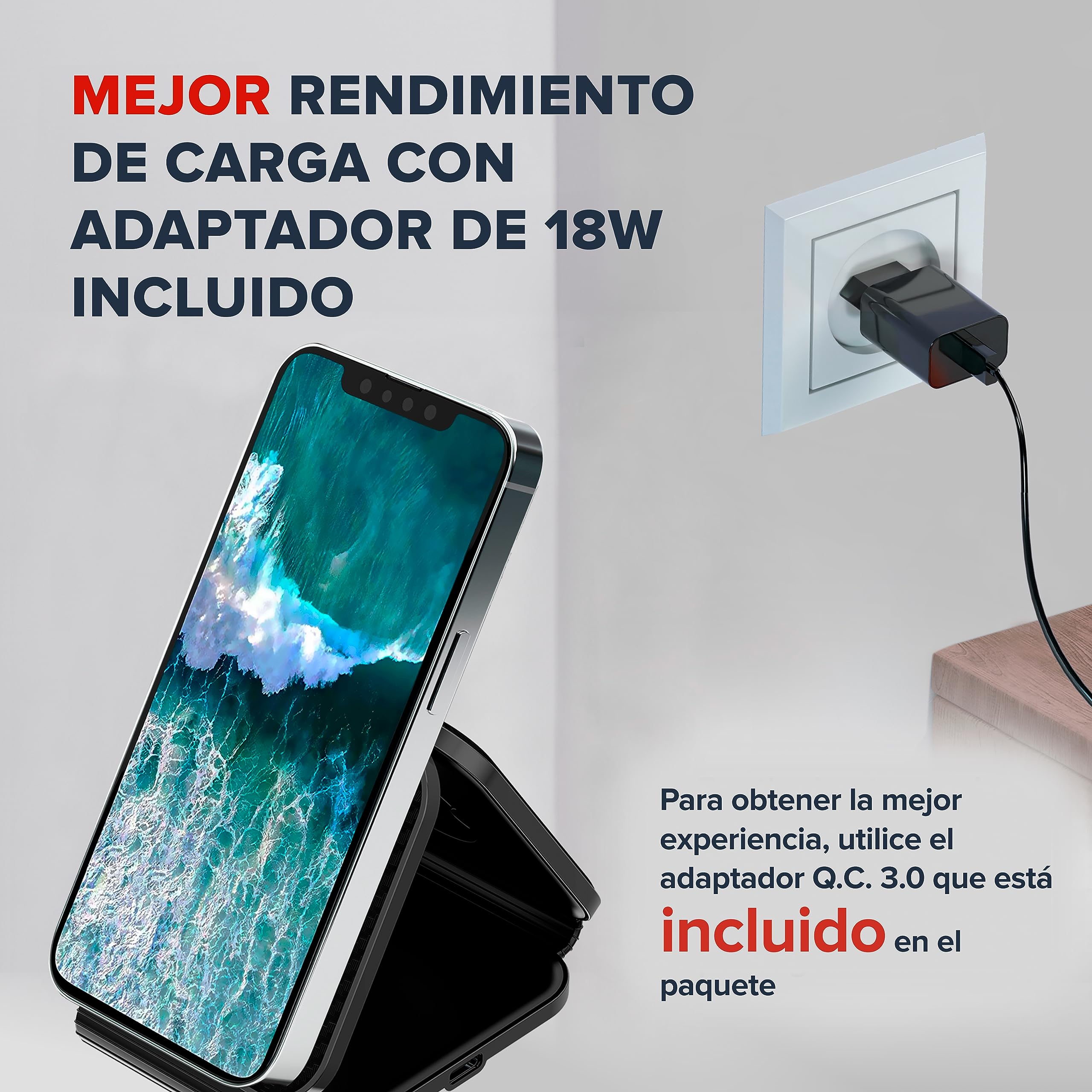 Canyon 3 en 1 Wireless Charger Base Cargador 18 W Estacion de Carga Rapida Compatible con iPhone, Watch, Airpods – Cargador Inalambrico Rapido 3 in 1 Viajes