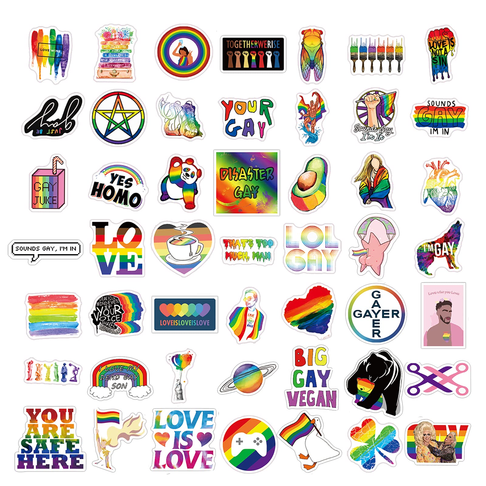 Lot De 100 Autocollants LGBT Rainbow Gay Pride - Vinyle Imperméable - Pour Ordinateur, Bouteille, Valise, Skate