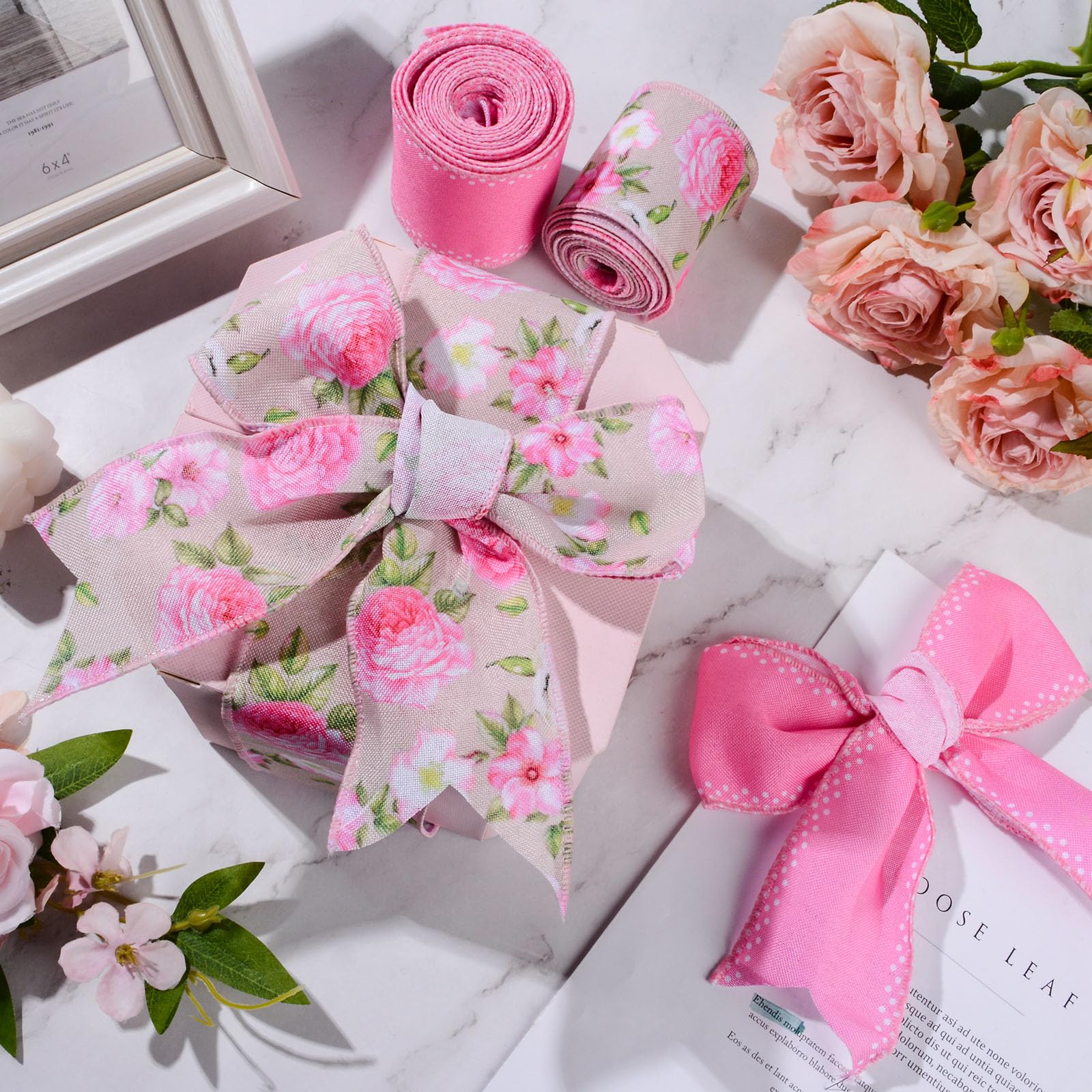 Summer Wired Ribbon Aazon.co: 2Rolls 20 Yards Vintage Floral Wired Edge ...