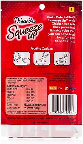 Miniatura 2 de Hartz Delectables Squeeze Ups sabor a pollo (2 paquetes) 4 tubos individuales en cada paquete