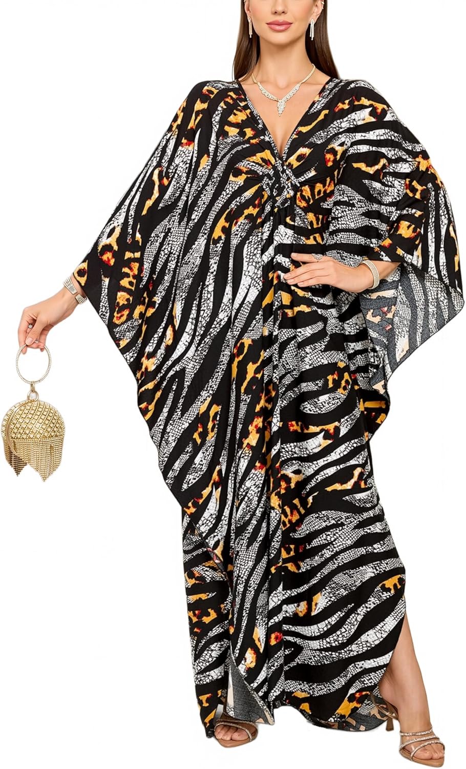 KEYLORTING Women’s Kaftan Beach Cover Up Dress Plus Size Summer Swimsuit Loungewear Maxi Dress