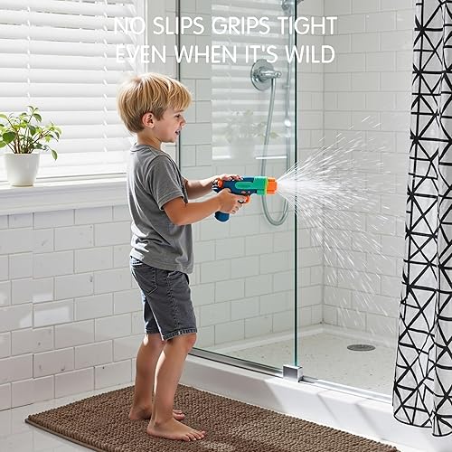 Miniatura 6 de Subrtex Alfombra de baño de felpilla, suave y corta, absorbente de agua, de secado rápido, lavable a máquina, marrón, 24 x 60 pulgadas