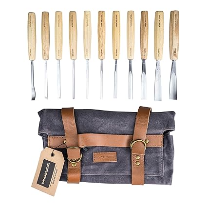 WINCKELSTEEL Wood Carving Tools Set of 12 Wood Chisels - Glides Through Wood Like Butter - Quality Carving Tools Chisel Set for All Skill Levels, Woodworking Tools for Hobbyists Or Professionals