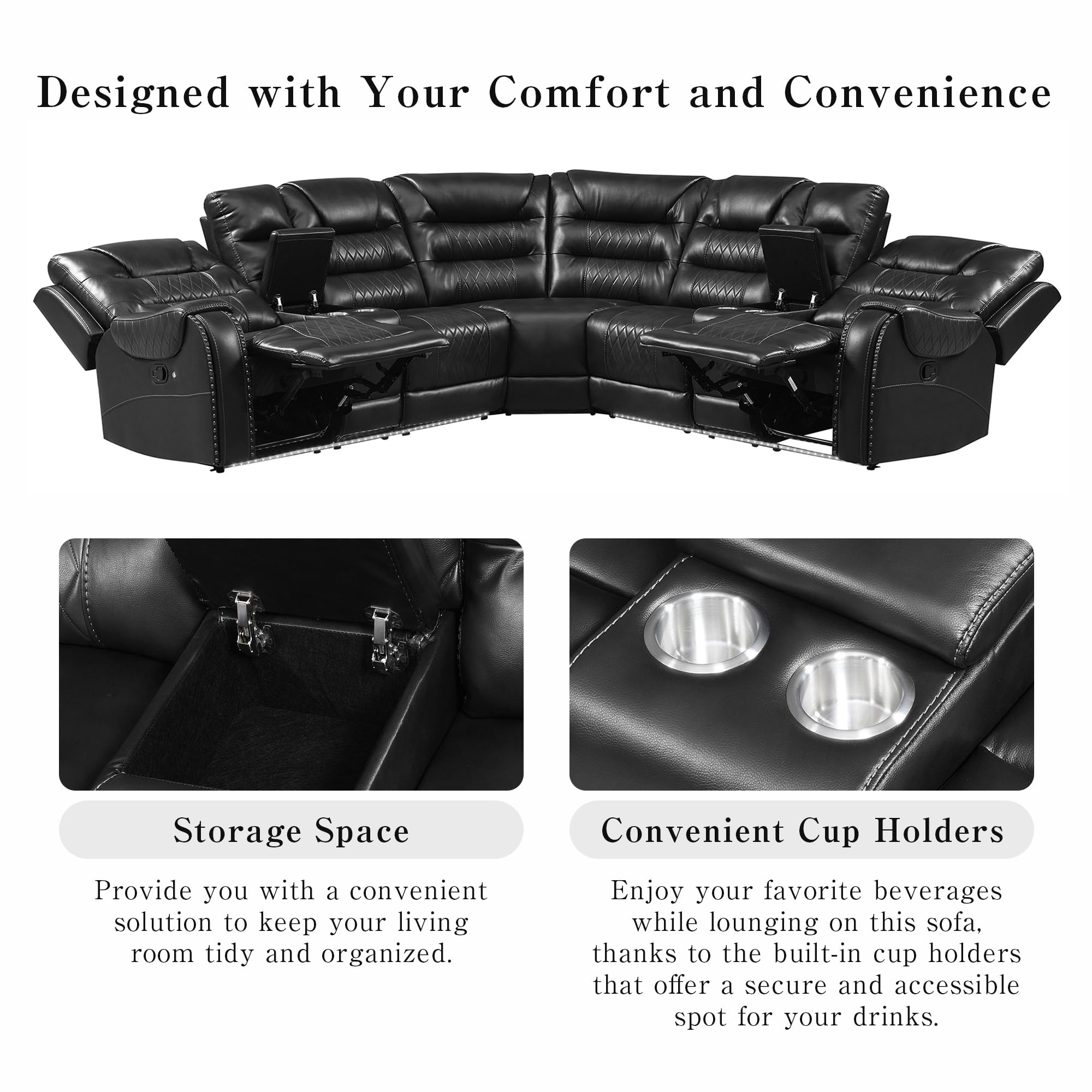 fuku  ページ Amazon.com: Wekuku 113.5 Inches Black L-Shaped Sectional