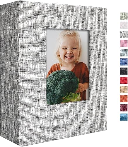 Vienrose - Álbum de fotos de 4 x 6pulgadas, 100páginas, cubierta de lino con ventana frontal, para bebés, bodas, familias, niños y aniversarios