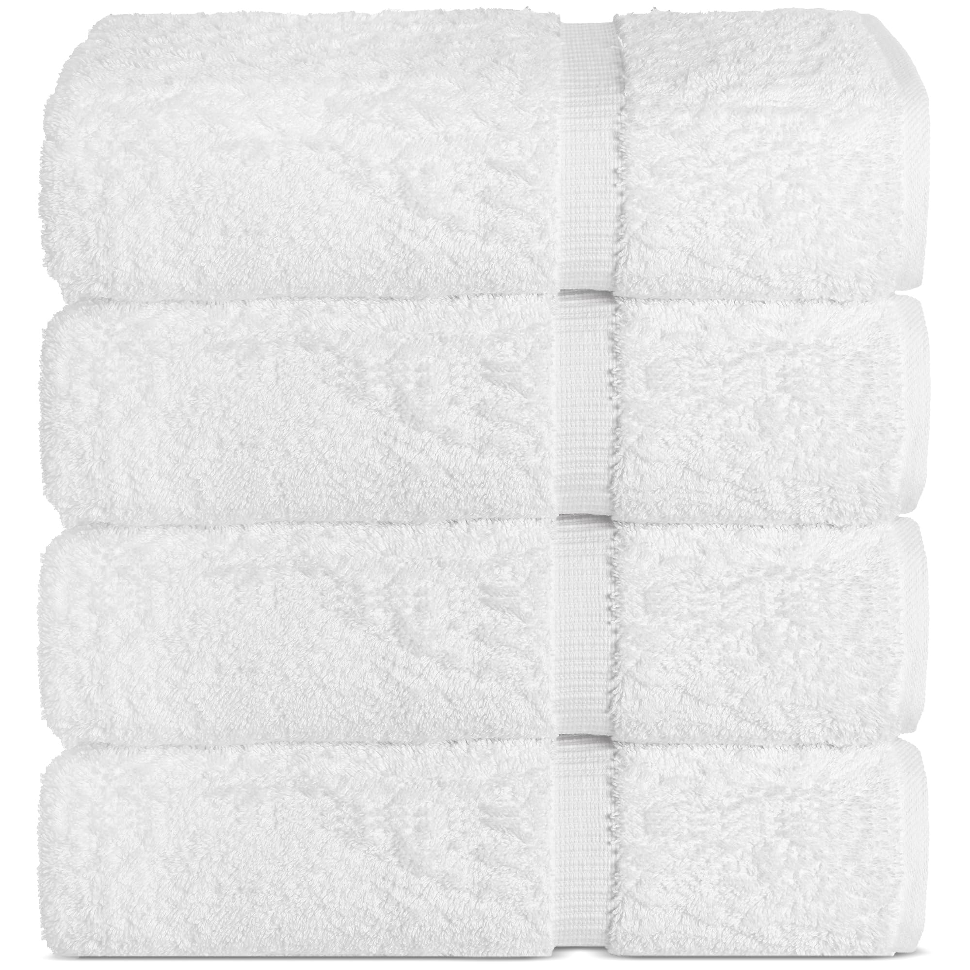 Hotel & Spa Quality 100% Cotton Premium Turkish Towels | Soft & Absorbent (4-Piece Bath Towels, White)