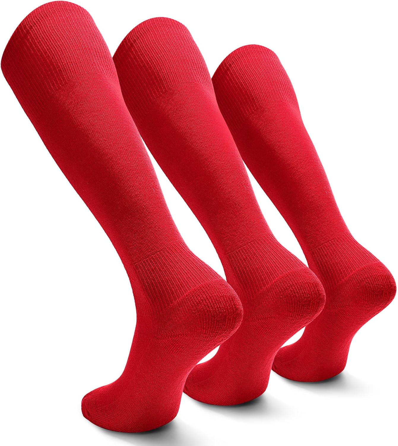 XZQTIVE 3 Pairs Over the Calf Soccer Socks for Kids Youth Adults - Breathable Athletic Baseball Softball Football Socks