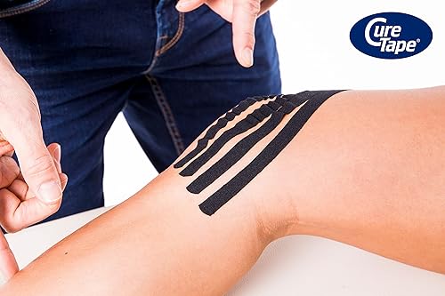 Miniatura 6 de CureTape Cinta de kinesiología clásica negra impermeable  La mejor cinta adhesiva K  Cinta deportiva de kinesiología médica  Cinta muscular