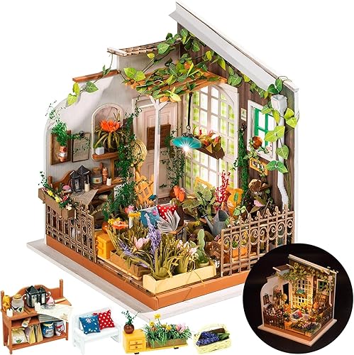 Rolife Kit de casa en miniatura para bricolaje, jardín de Miller, kit de casa pequeña para adultos, kit de fabricación de mini casa con muebles,