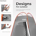 FRUITEAM Privacy Shower Tent for Hiking Beach Picnic Fishing, Shower Tent for Camping, Extra Privacy Tent, Spacious Privacy Shelters Camp with Portable Carrying Bag - Gray