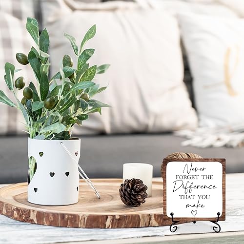 Miniatura 5 de Decoración inspiradora de madera de 4 pulgadas con 1 soporte de metal, decoración de escritorio motivacional rústica para el hogar, oficina,