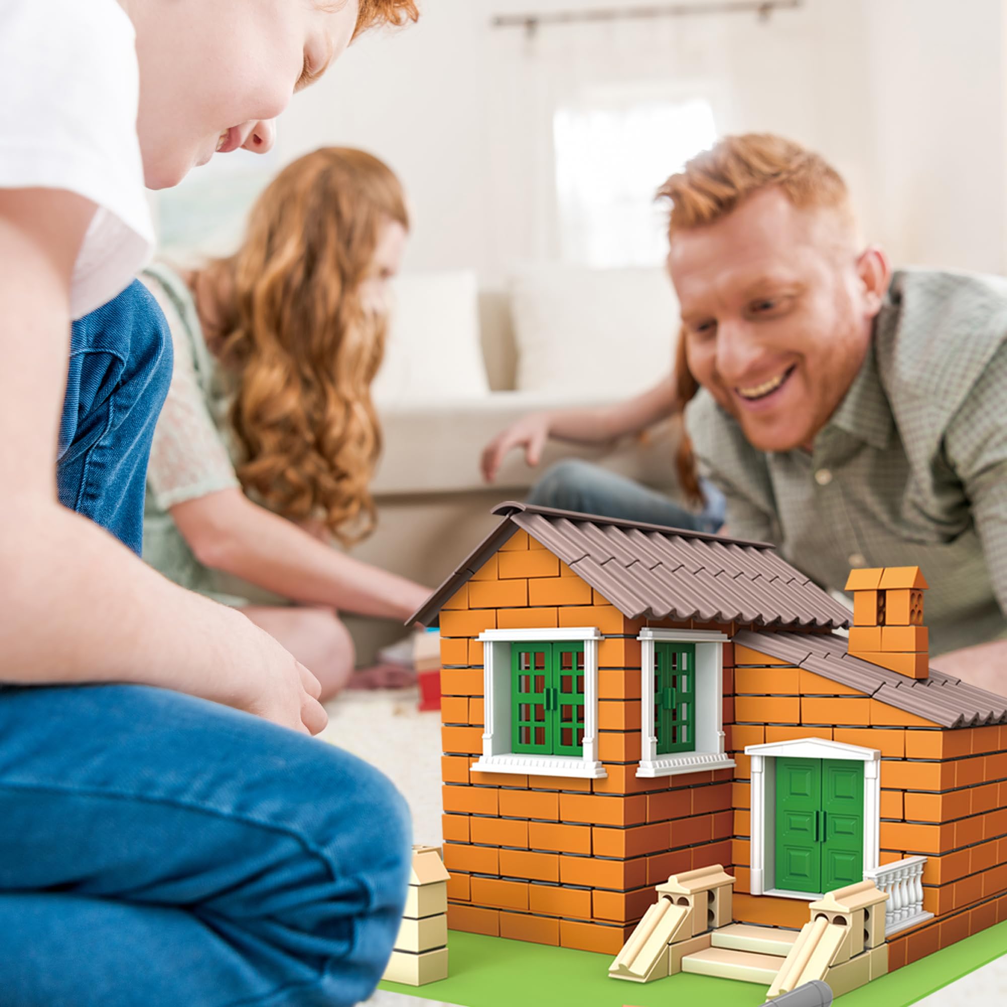 Jeu de Construction de Maison en Briques | 304 Pièces en Plastique ABS Sûr pour les Enfants | Améliore les Compétences Précoces et le Développement de l'Intelligence | Matériau Recyclable