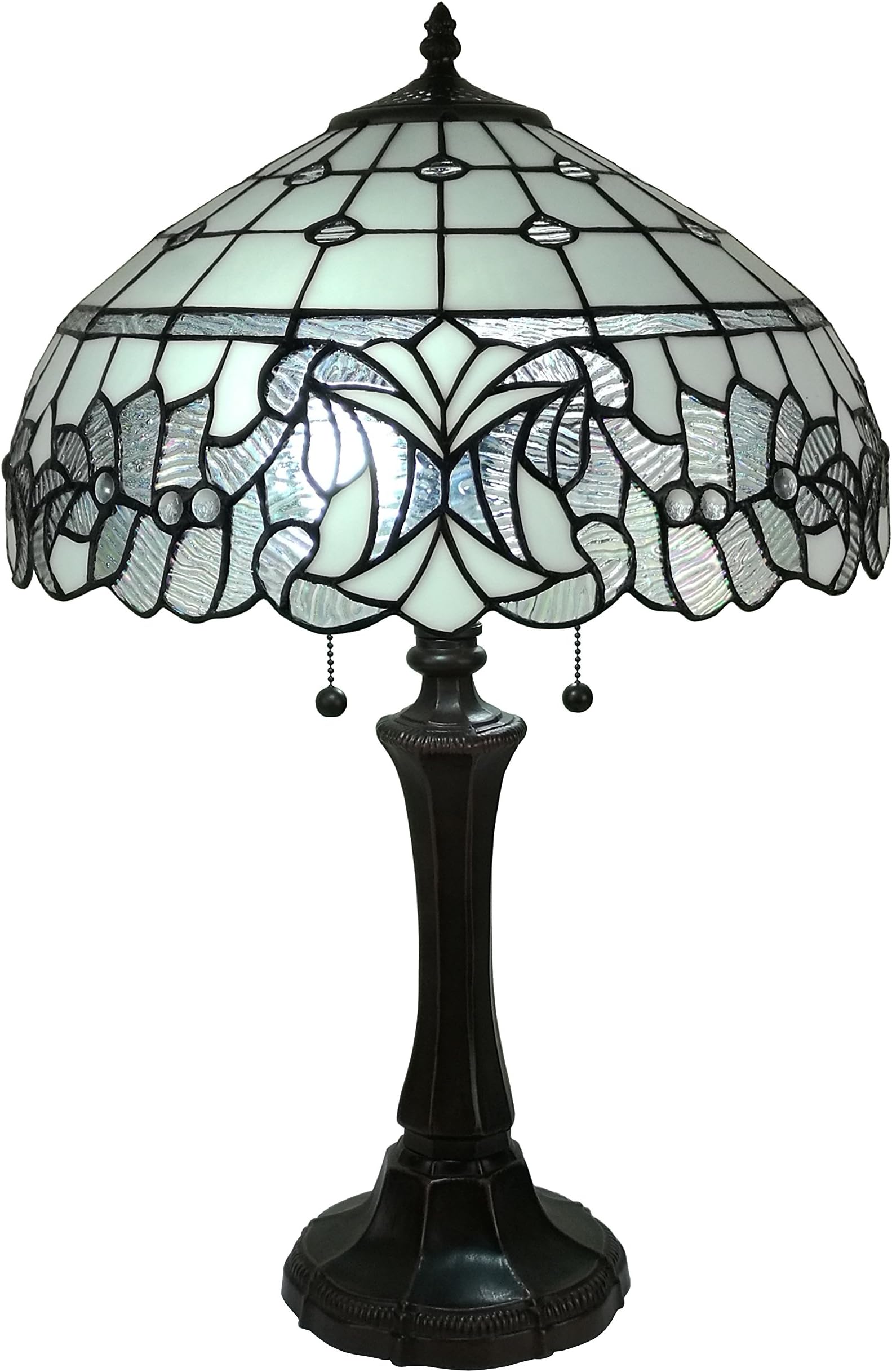 Amora Lighting AM315TL16 Tiffany Style White Table Lamp 18 Inches Tall