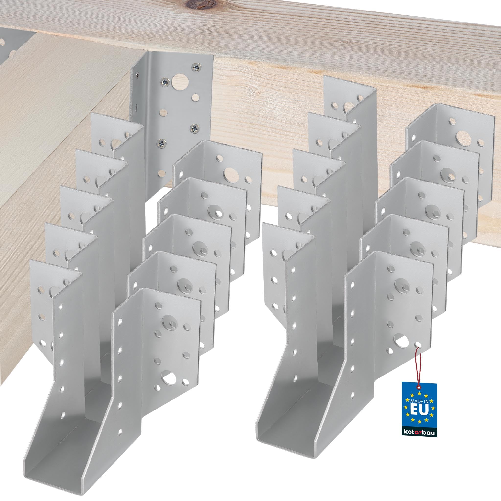KOTARBAU® Joist hanger wood connector made of galvanised steel joist hanger joist connector heavy duty beam connector wooden beam connector wooden beam, 40 x 110 mm