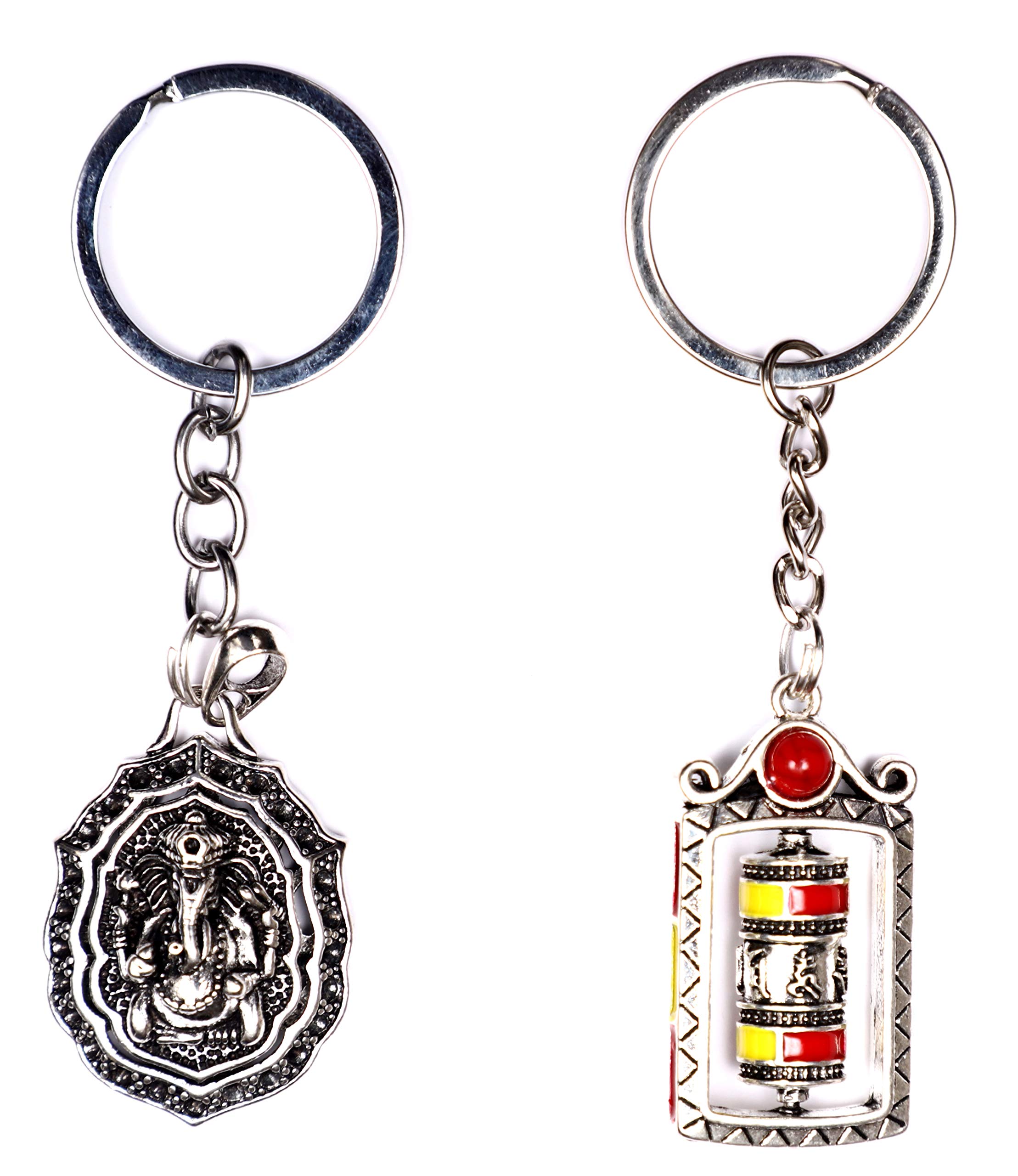 VSASA’S VASTU DIVINE COLLECTION OF SUPER DUAL COMBO OF FENGSHUI METAL GANESHA /METAL REVOLVING MULTICOLORED KEY CHAIN FOR STUDIES AND PROSPERITY/POSITIVE VIBES/MEDITATION