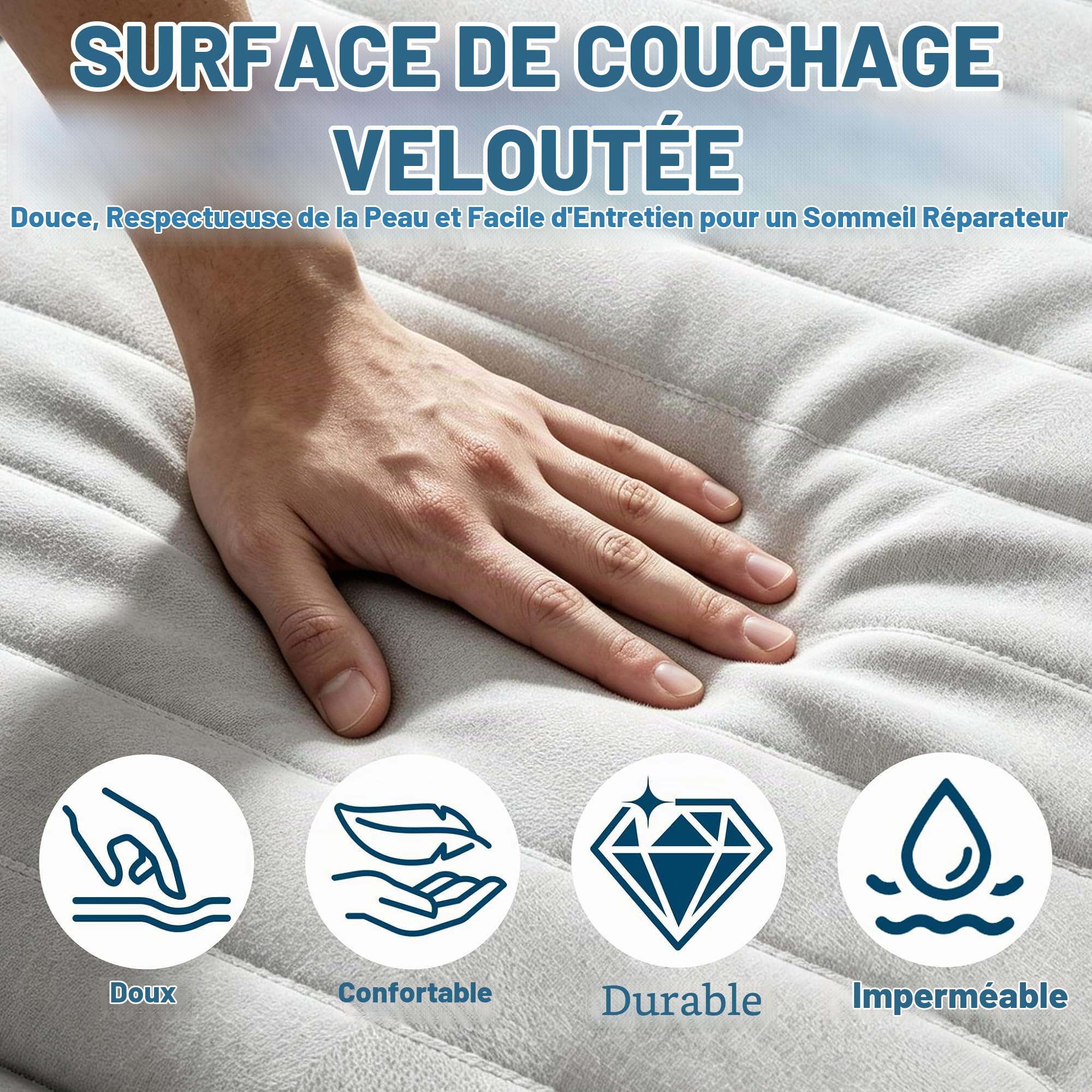 LARS360 Matelas gonflable auto-gonflant avec pompe à air, 187 x 90 x 46 cm, convient pour 1 personne, matelas gonflable avec sac de transport pour le camping/la maison, jusqu'à 300 kg - Noir/gris