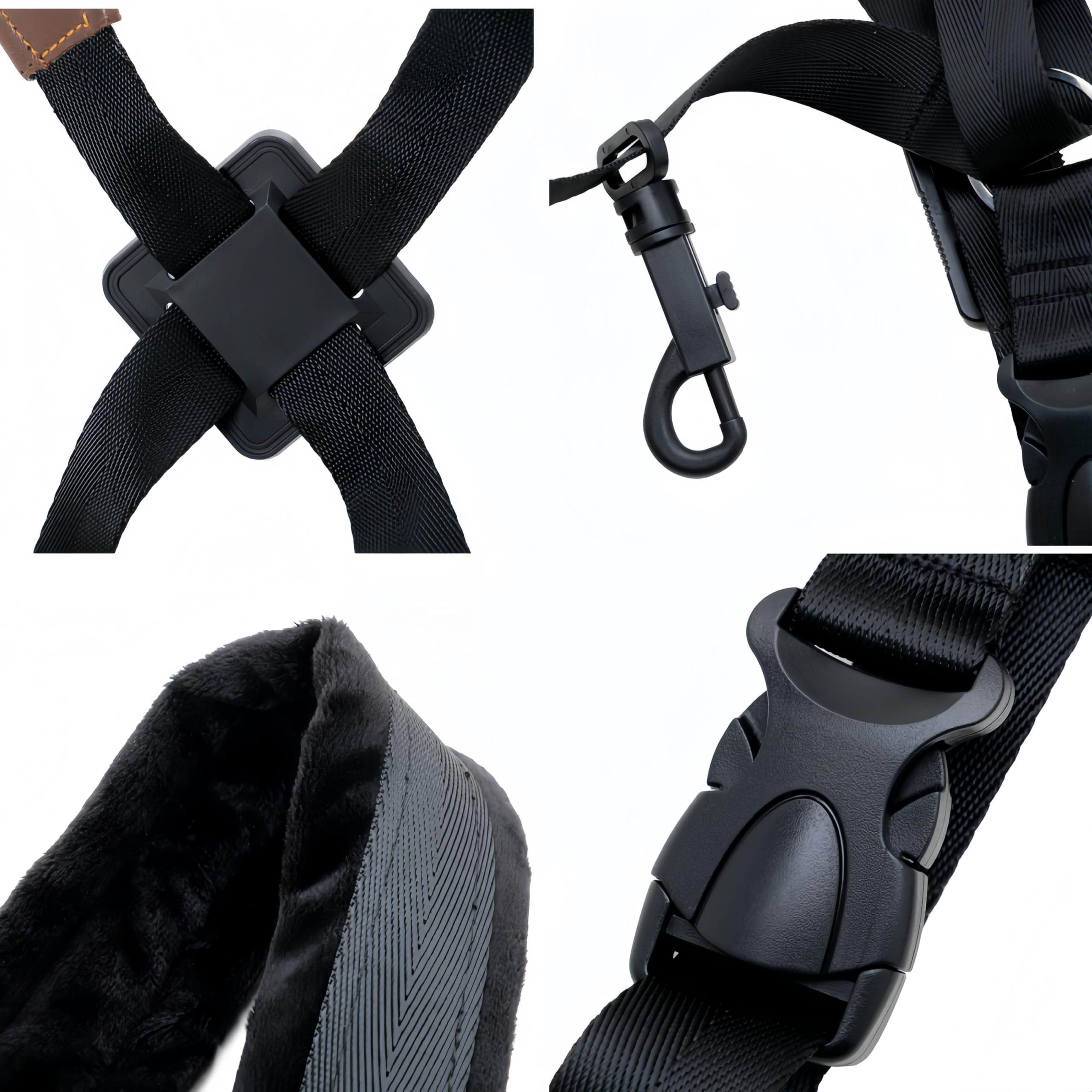 Harnais Sangle de Saxophone,saxophones en cuir authentiques, universel, double épaule, cou sans pression, saxophone et bandoulière basse, Noir, L