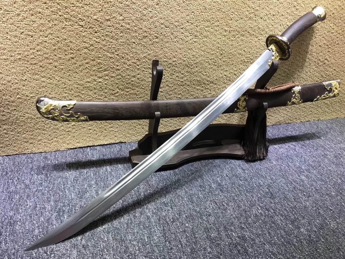 Dao jian,Broadsword,Handmade Folding Steel Blade,Rosewood Scabbard,Alloy Fittings