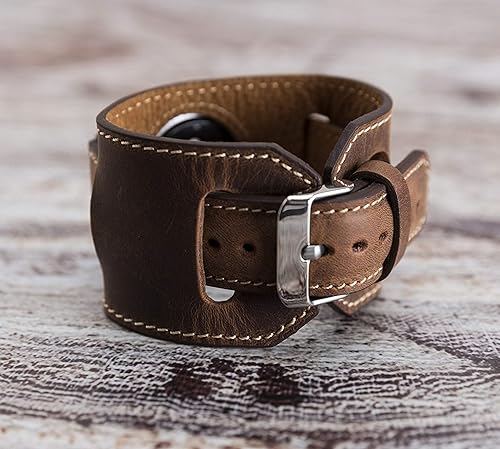 Miniatura 6 de VENOULT Brown iWatch Series 8 Compatible Apple Classic Watch Cuff Bands for Man or Women 45mm, 44mm, 41mm, 40mm, Series 8-1 Dark Brown Genuine