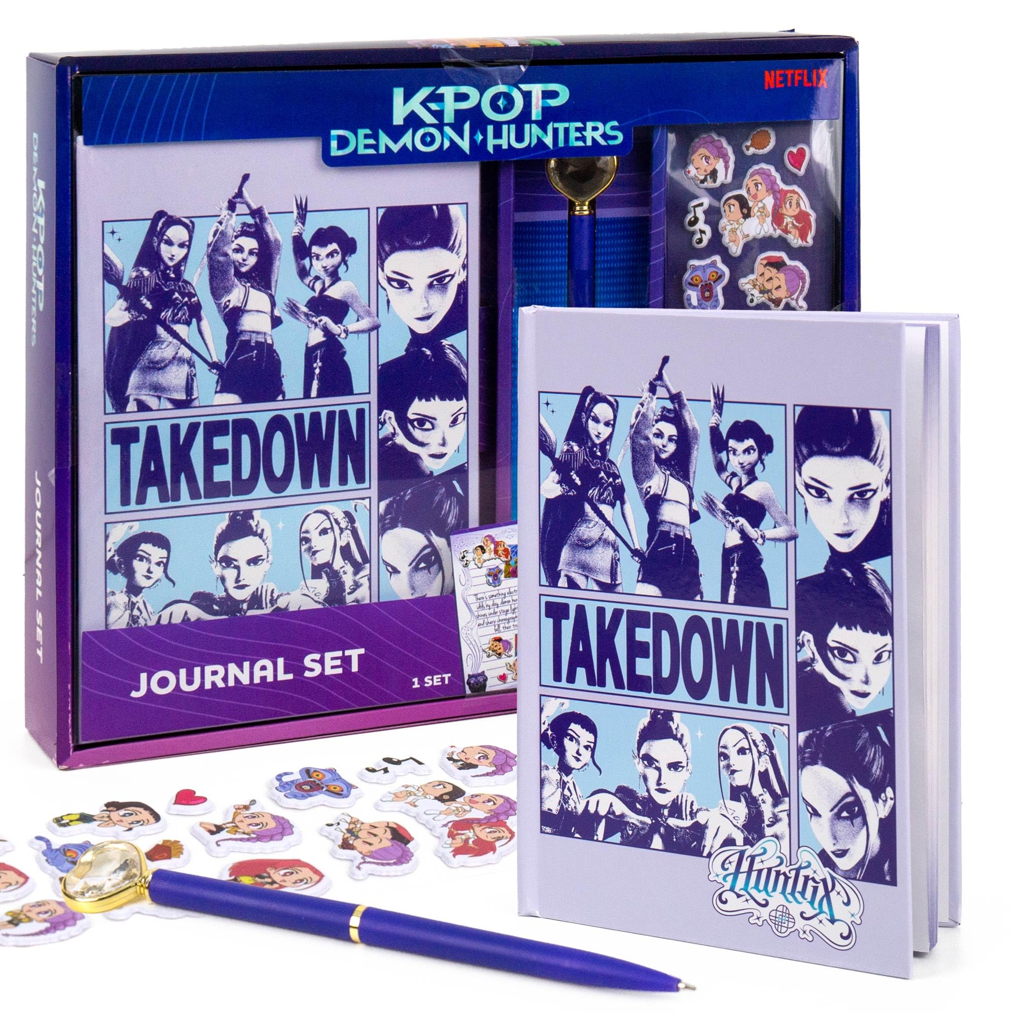 Diario Kpop Demon Hunters™, set da 40 pagine doppie con righe, adesivi Kpop bonus e penna, merchandising ufficiale K Pop Demon Hunters per fan di K-Pop, studenti, adolescenti