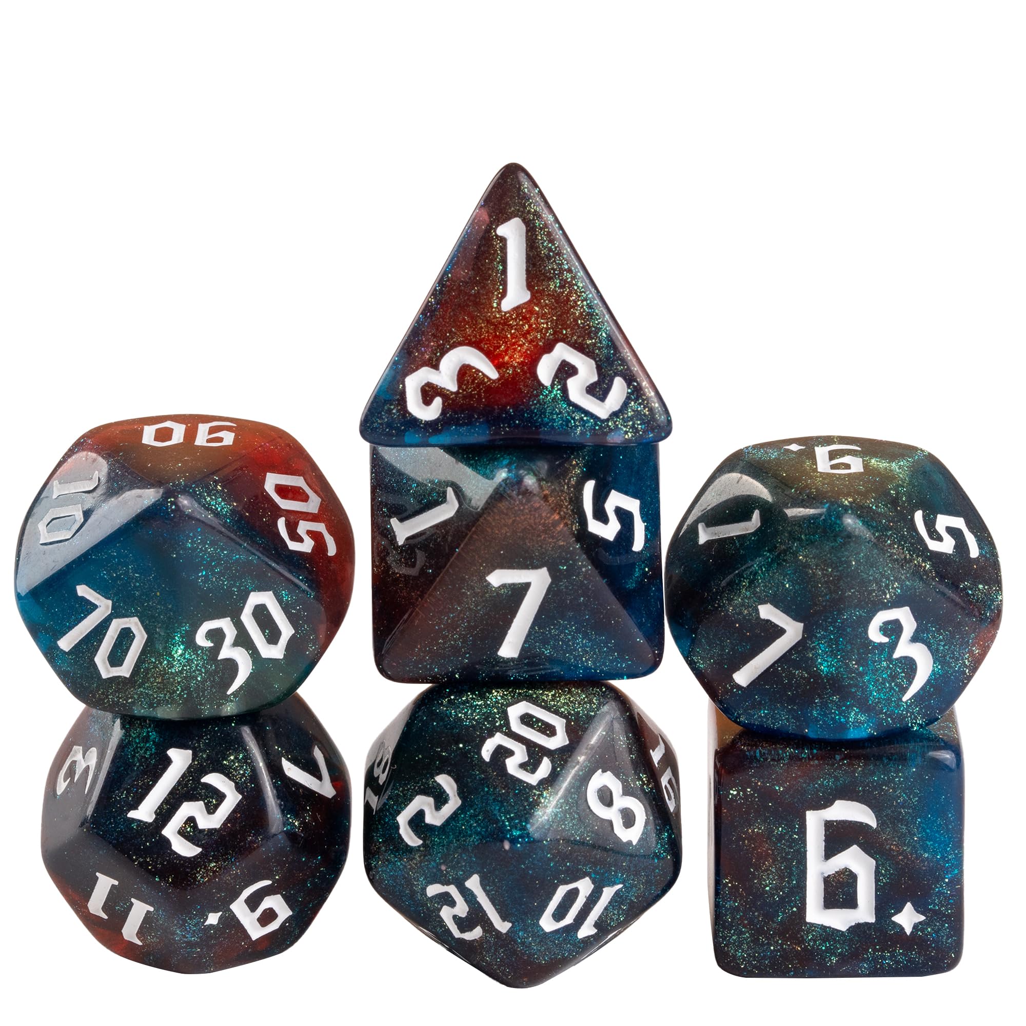 Cusdie 7Pcs/Set DND Dice Set D&D Polyhedral Dice for Dungeons and Dragons TTRPG Role Playing Dice Games RPGs (Red Blue Gray)