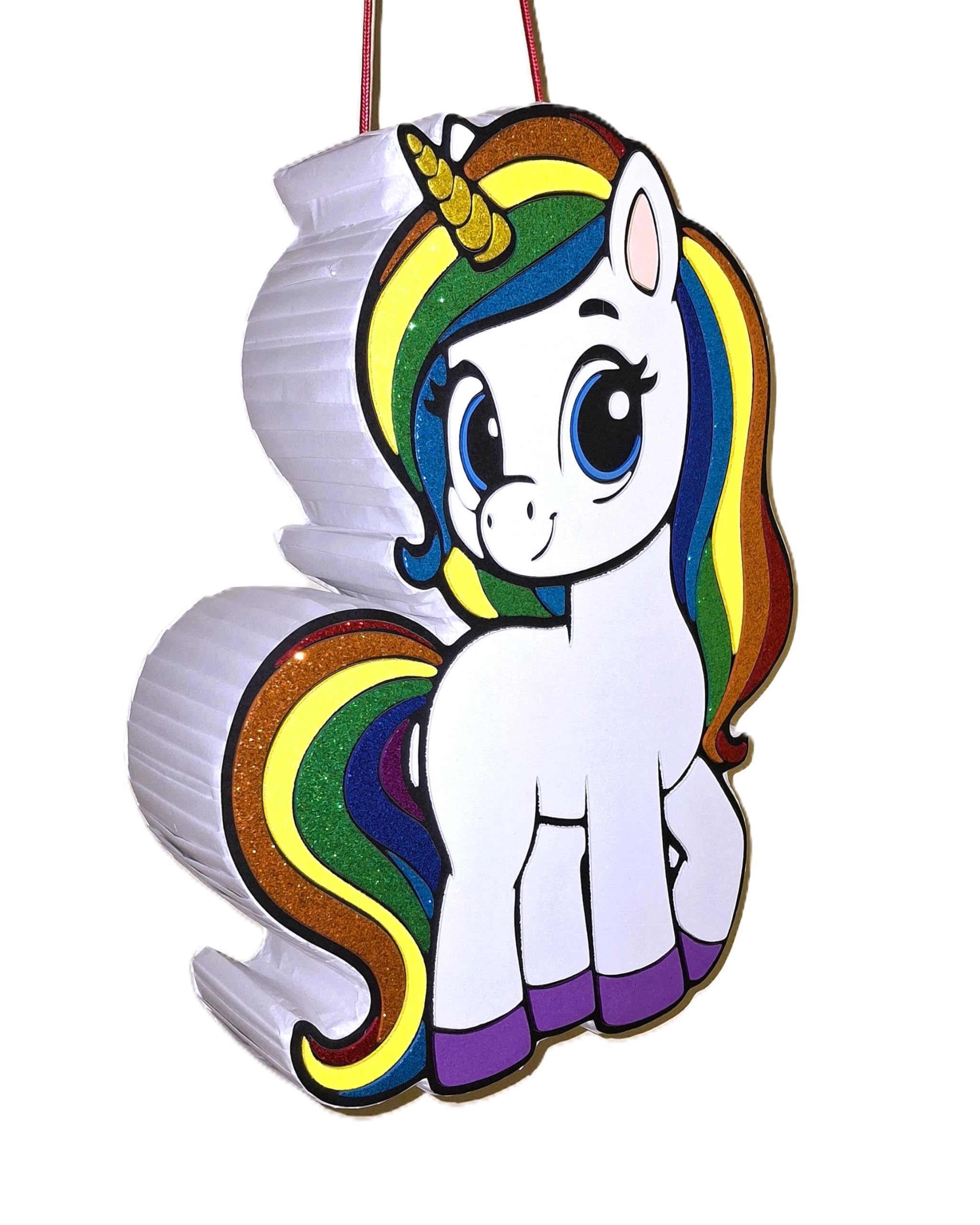 Piñata cumpleaños infantil hecha a mano Unicornio (Grande 60x45x10 Centímetros)