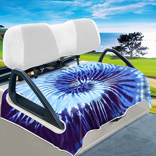 YOKYHOM Fundas de asiento de carrito de golf de verano, toallamanta de asiento delantero de carrito de golf azul tie-dye para EZGOYamahaClub Car y