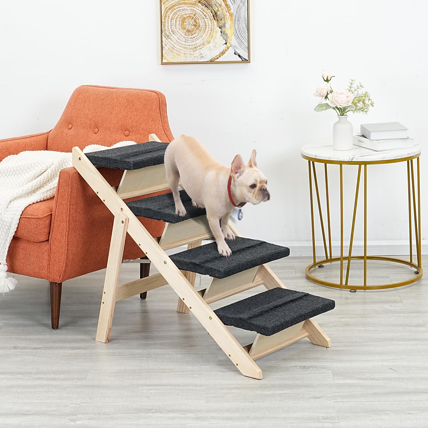 Wood Pet Stairs Folding Step Stool For Dogs Dog Stairs Steps Small