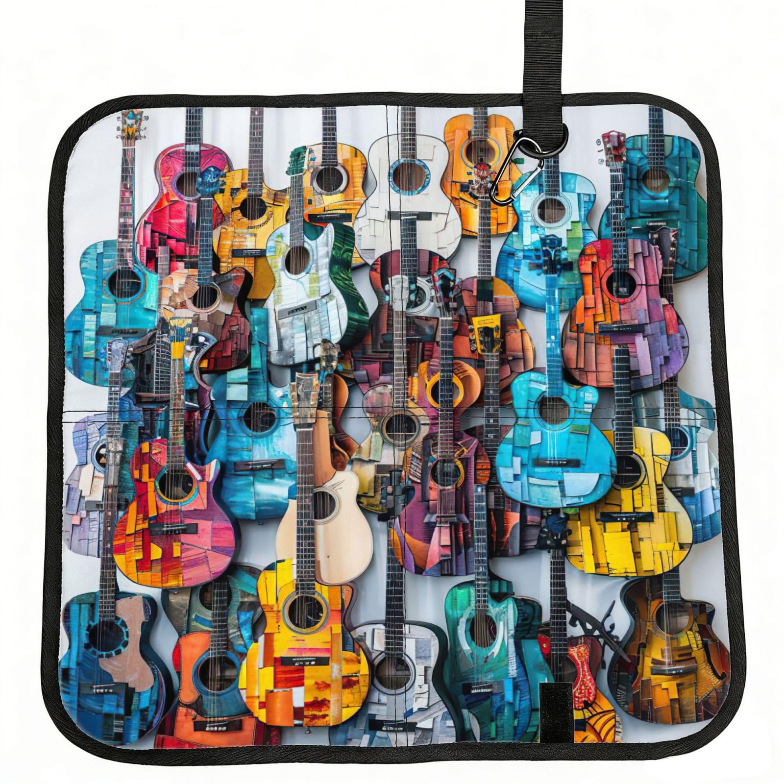 DIEzig Color Acoustic and Guitars Printed Compact Foldable Sitting Pad Oxford Base, Portable Cushion for Fishing Sports Events