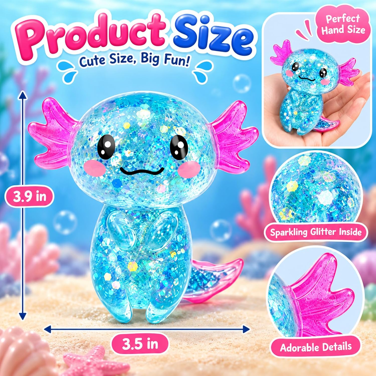6 Pack Axolotl Cute Stretchy Fidget Axolotl Toys for Adults, Stress Relief Axolotl Slow Rising Stress Balls, Birthday Party Favors Gifts, Goodie Bag Gifts image 2