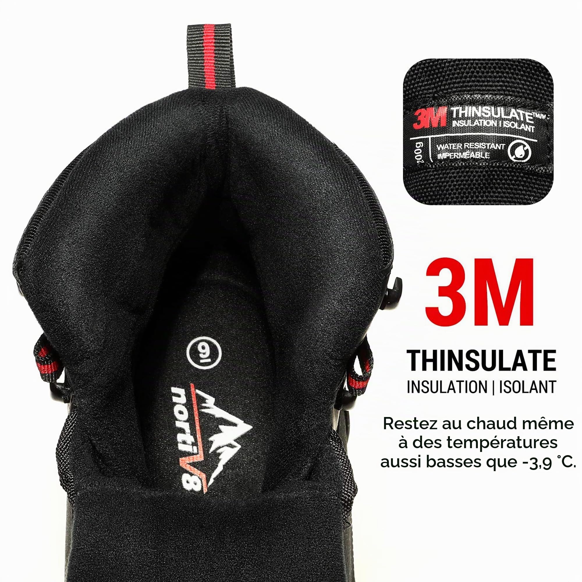 NORTIV 8 Bottes de Neige pour Hommes Imperméables | Bottes de Hiver avec Doublure Chaude Confortable Bottine Durable