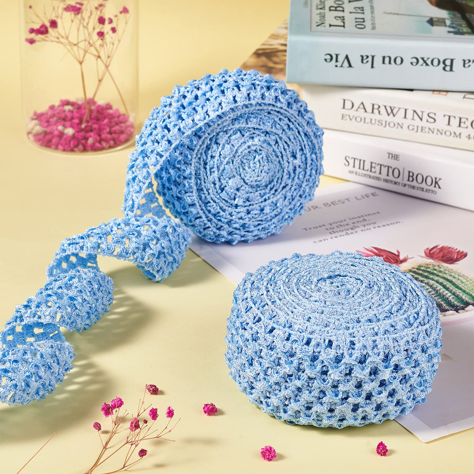 PandaHall Häkel-Stretchband 40mm & 55mm Breit - Elastisches Band Für Haaraccessoires & Basteln