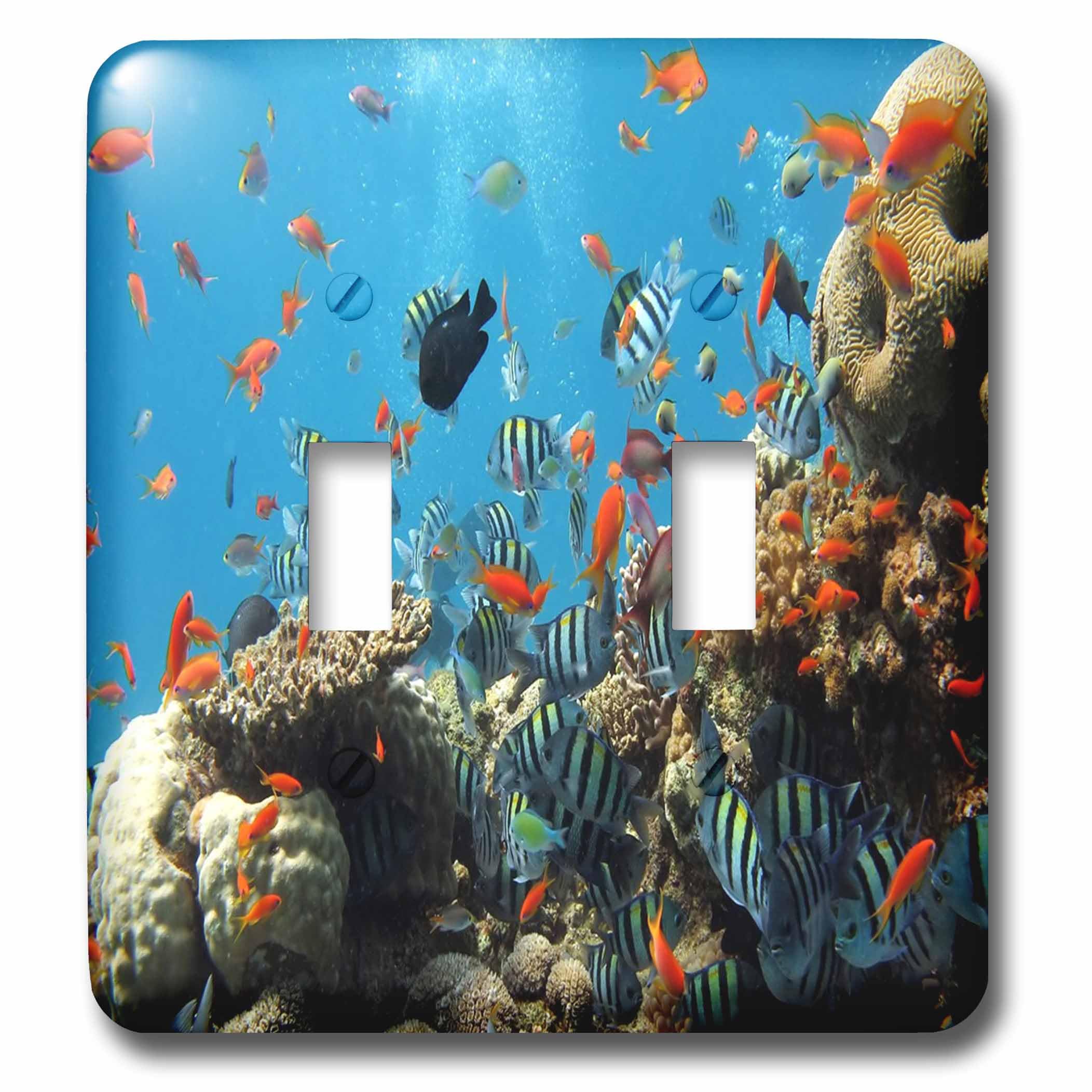 Double interrupteur à bascule motif poissons colorés décoratif pour la maison