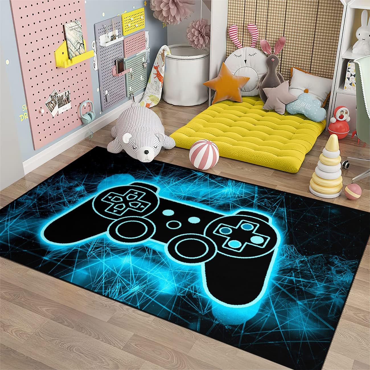 BATATADOCE Video Game Area Rugs for Boys and Twin Size Gaming Bedding Sets