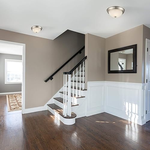 Miniatura 3 de Design House 587527 Lámpara de techo tradicional de 2 luces regulable para interiores con cristal de alabastro para dormitorio, pasillo, cocina,