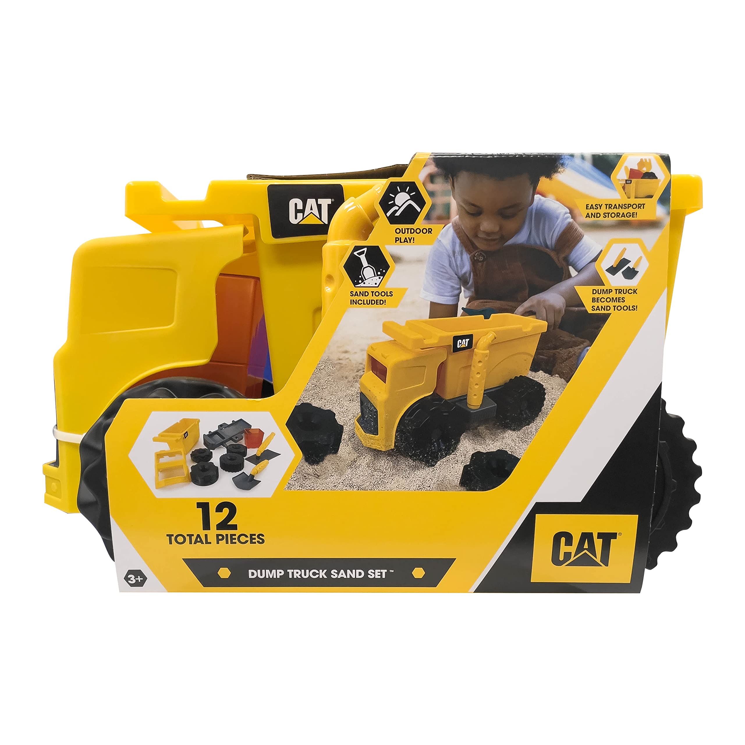 CAT Strandwagen zerlegbar. Tauchen Sie EIN in das Abenteuer Strandwagen! Inklusive 10 Zubehörteilen zum Formen, Formen, Graben und Transportieren von Sand. Ab 3 Jahren.