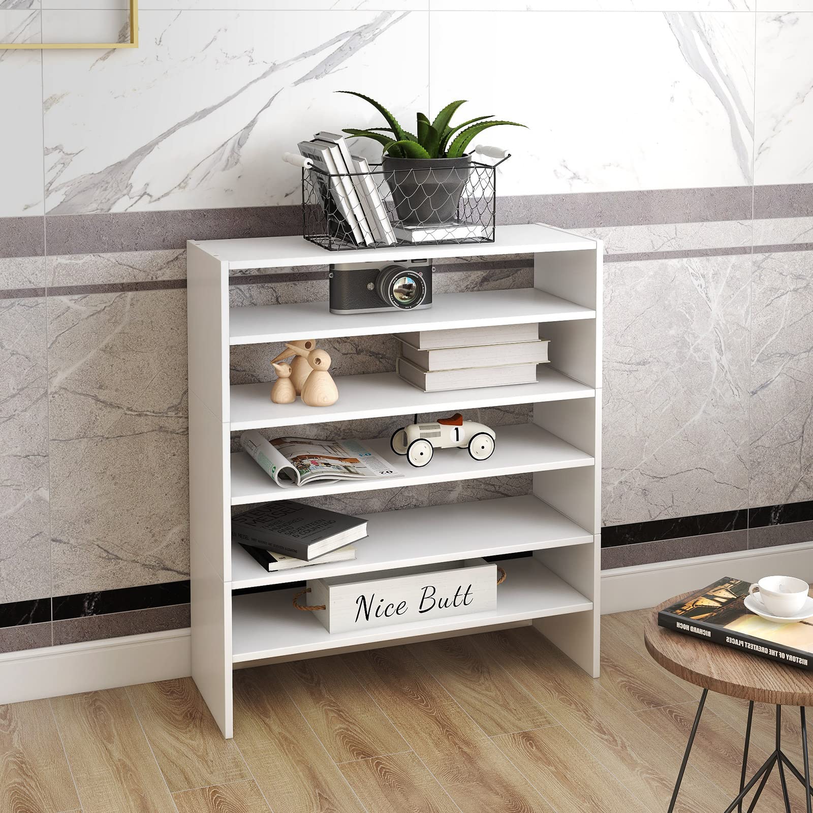 GIANTEX Scarpiera Impilabile a 6 Livelli Salvaspazio | Portascarpe da Porta Plastica Slim, 78x30x89cm, Bianco
