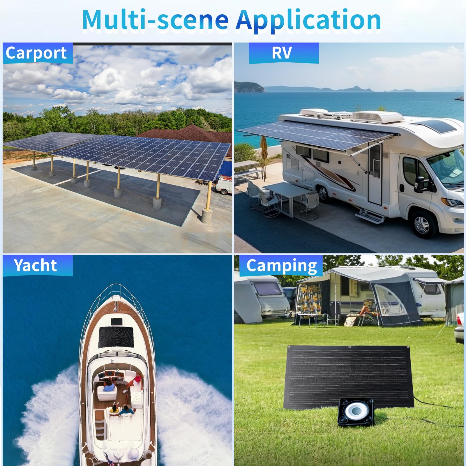 Pannello solare flessibile, 110 W, 20 V, 10 BB, monocristallino, portatile, leggero, pieghevole, per camper, barche, tetti, cabine, camper, superfici irregolari