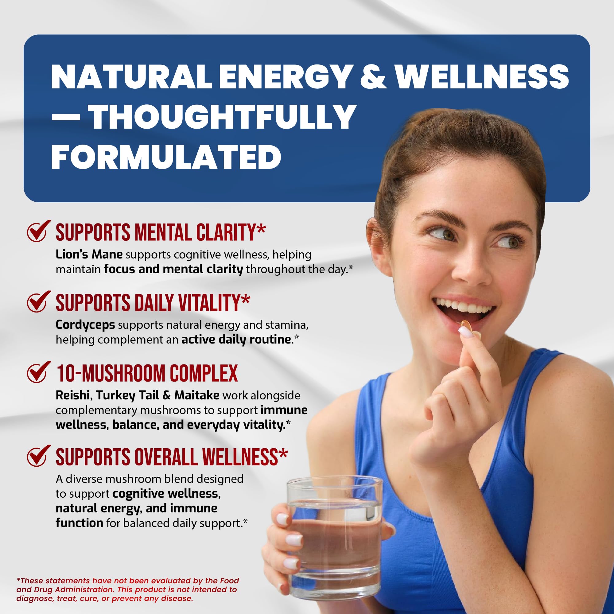 Mushroom Complex 1560mg Lion's Mane & Cordyceps for Brain & Focus, 150 Ct — Amazon image 4