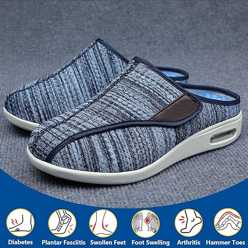 Miniatura 21 de bumuam Zapatos para diabéticos para hombre, zapatos anchos ajustables, ligeros, antideslizantes, ortopédicos, para caminar, artritis, pies