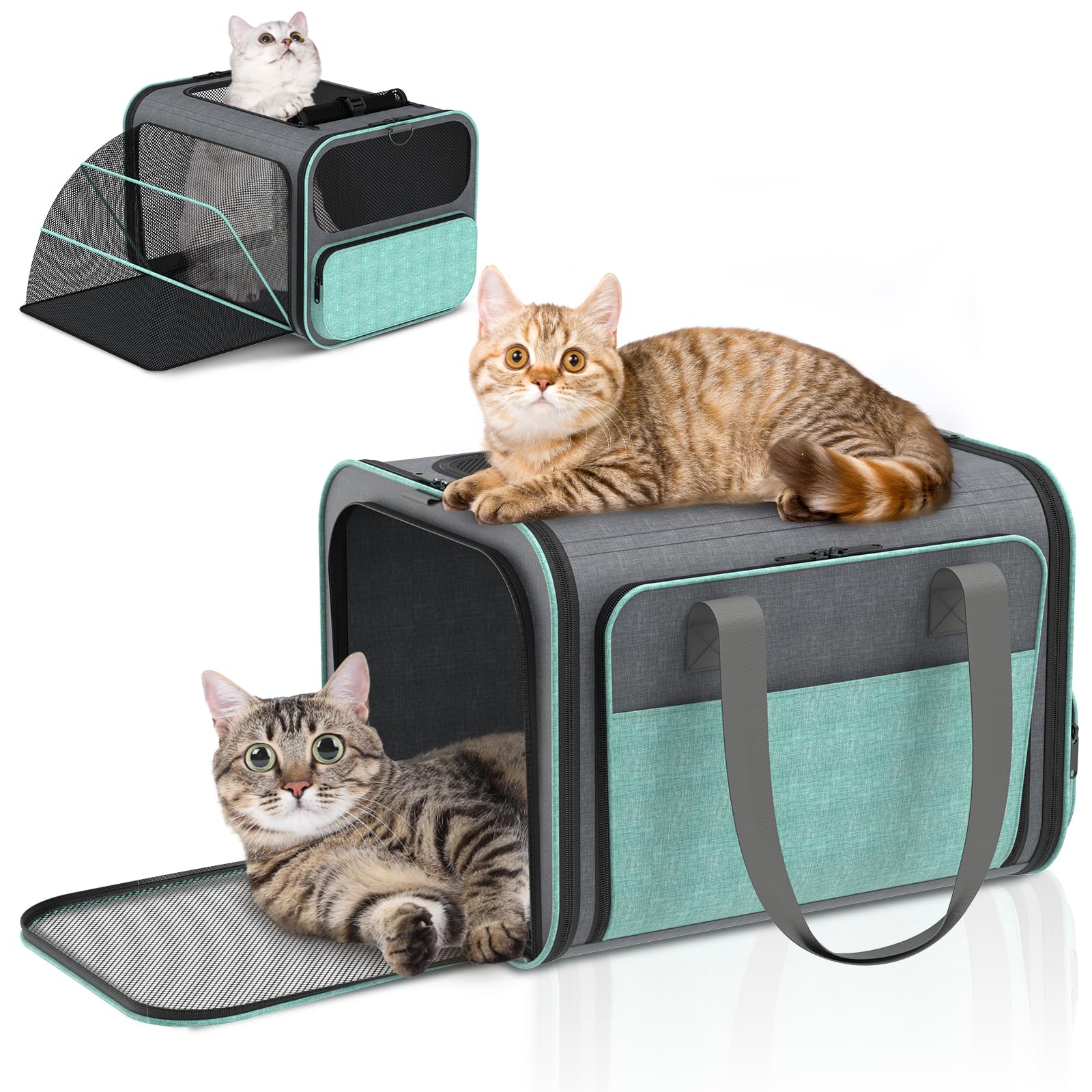 Betopet Cat Carrier for Airline Approved: Soft-Sided Cat Carrier Expandable for Small Dogs up to 15LBS - Pet Travel Bag for TSA Approved - Breathable for Airplane Camping Outdoor