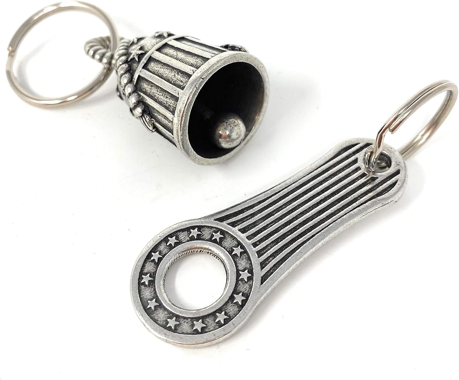 Bravo Bells - Patriotic Stars and Stripes Bell with Matching Bell Hanger - to Bestow Good Luck for Bikers