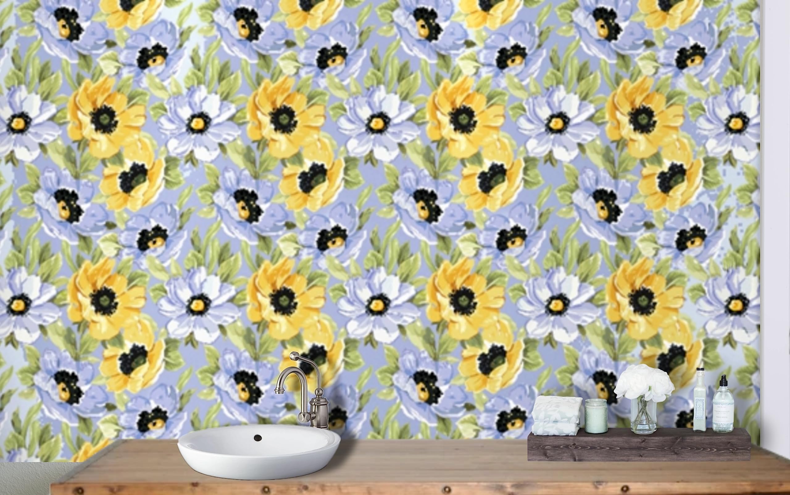 WALL TRUST 400 X 45 CM Lavender Blue Floral SELF Adhesive Wallpaper for Living Room Bed Room Kitchen Hall Peel and Stick Vinyl Wallpaper -18 SQFT Approx (400 CM X 45 CM) (B0CCLGT6QF) Amazon Price History, Amazon Price Tracker