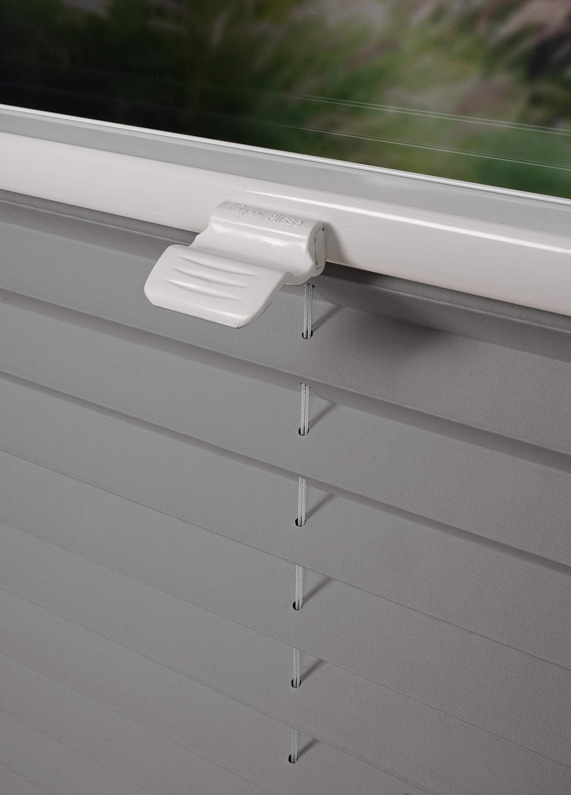 Plissee ohne Bohren Klemmfix Faltrollo Jalousie Plisseerollo Sichtschutz und Sonnenschutz Blickdicht lichtdurchlässig Rollo für Fenster & Tür Hellgrau 110x130 cm
