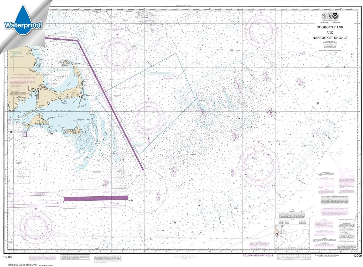 Paradise Cay Publications, Inc. NOAA Chart 13200: Georges Bank and Nantucket Shoals 34.4 x 47.1 (Waterproof)