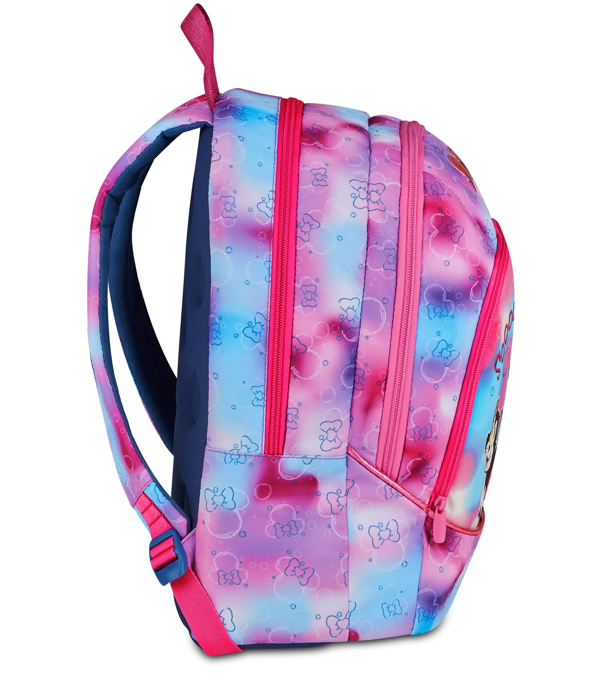 Seven Minnie Mouse Zaino Scuola Doppio Scomparto, Tasca Porta Borraccia, Tasca Porta PC, Spallacci imbottiti, Bambine e Ragazze, rosa/blu