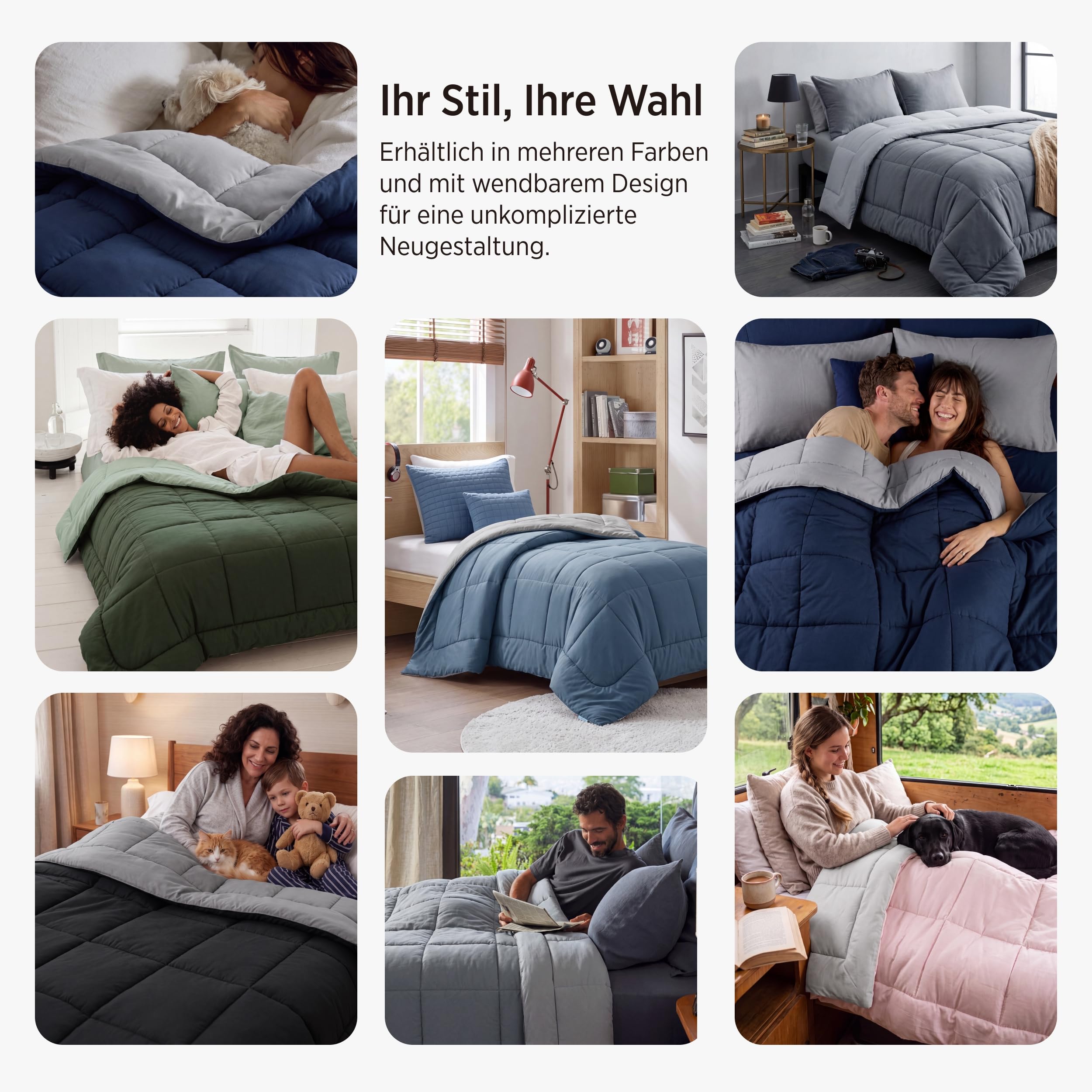BEDSURE Bettdecke Ohne Bezug 155x220 - Bettdecke mit Integriertem Bezug | Bettdecke 155x220 für Allergiker Waschbare 4 Jahreszeiten Bettdecken Oeko Ganzjahresdecke Warm & Gemütlich, Pinkesque/Grau