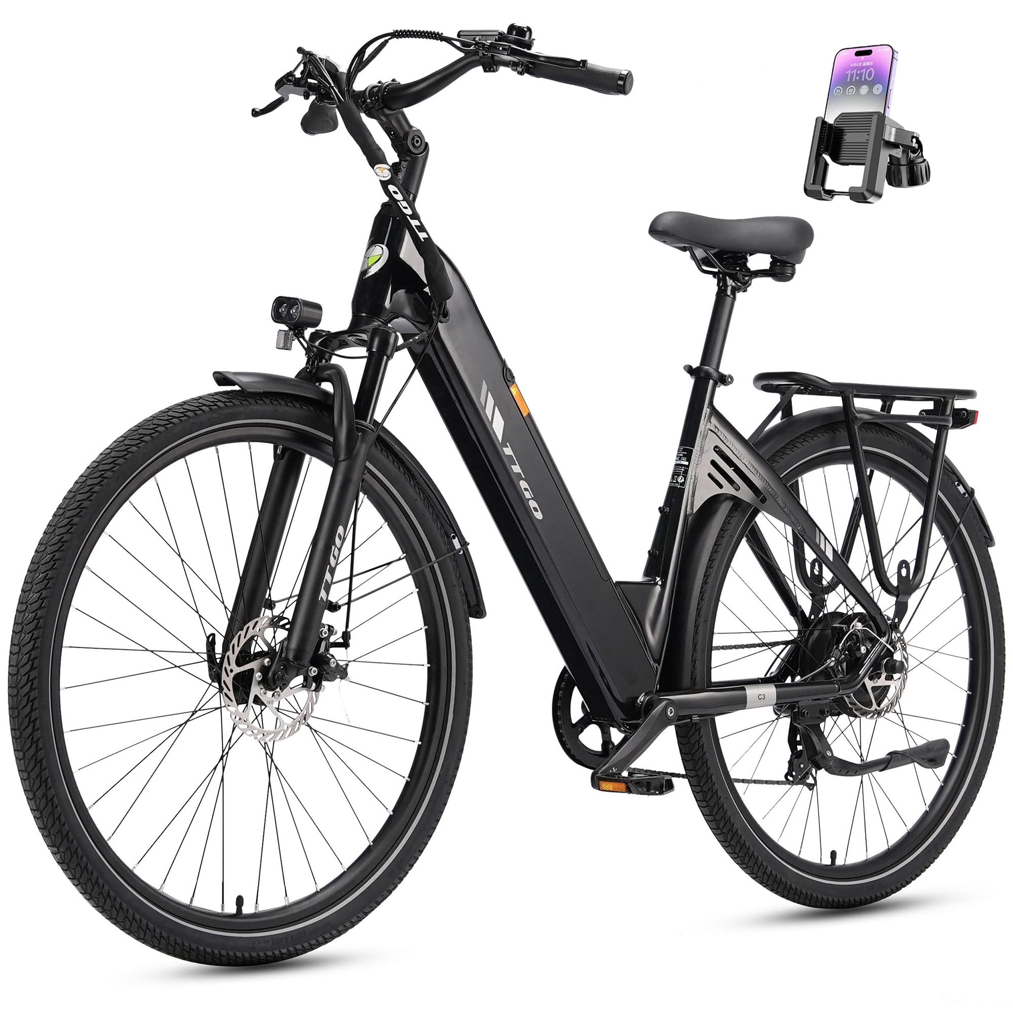 ttgo 28 Zoll E-Bike für Erwachsene, Elektrofahrrad 250W Motor 36V 18Ah Akku, 80–120 km Reichweite, 25 km/h City ebike mit 7-Gang Schaltung, LCD Display, E-Bike für Damen Herren, C3 SE