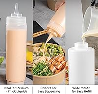 Vista 6 de Restaurantware Botella de plástico transparente FIFO de 16 onzas con tapa de repuesto y punta de dispensación de precisión, ideal para restaurantes