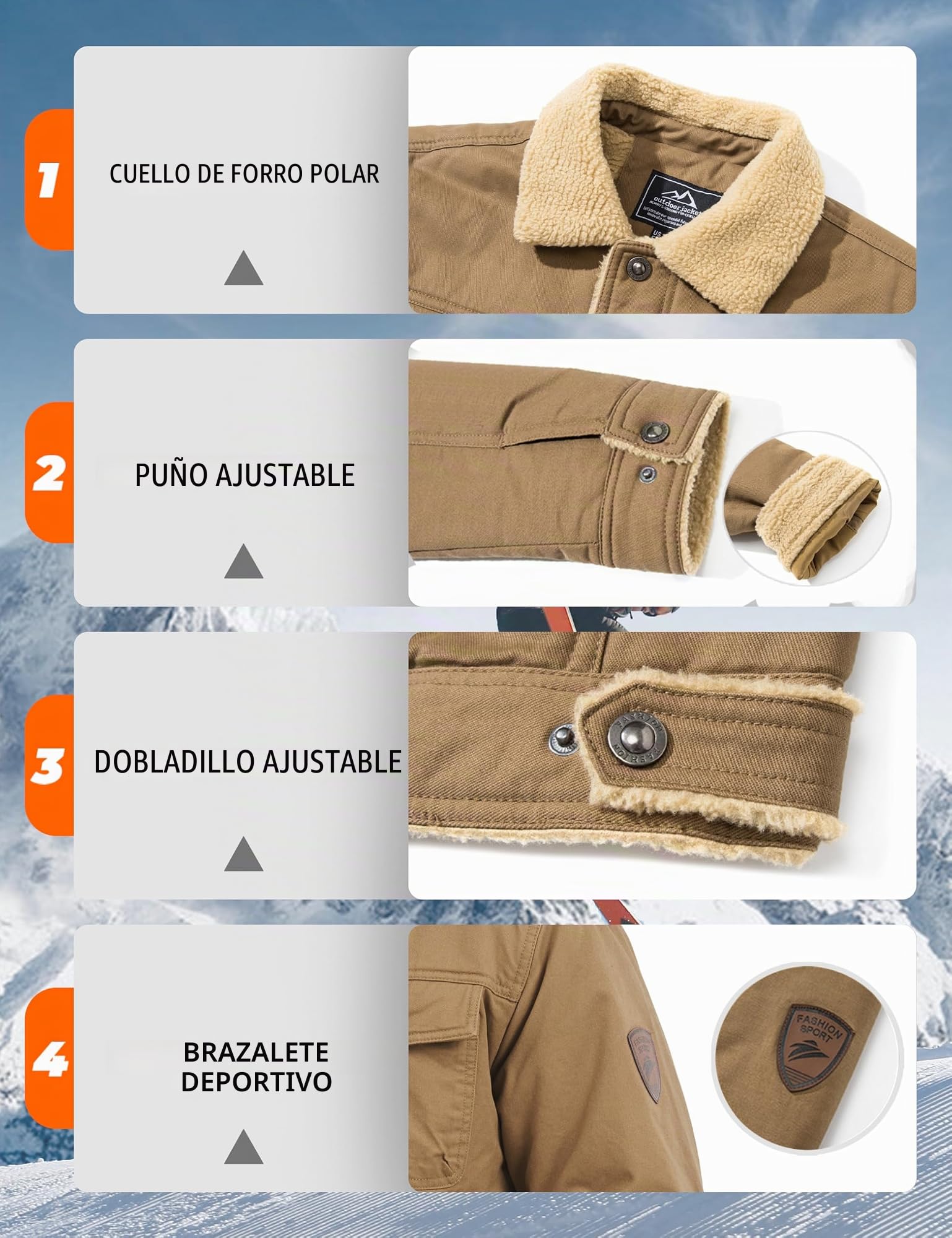 MAGCOMSEN Chaquetas de camionero para hombre, abrigo casual de invierno, chaquetas tipo cargo de algodón cálido con 5 bolsillos